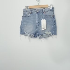 Zara NEW High Rise Distressed Denim Shorts Raw Hem Women's Size‎ 6 New wi…